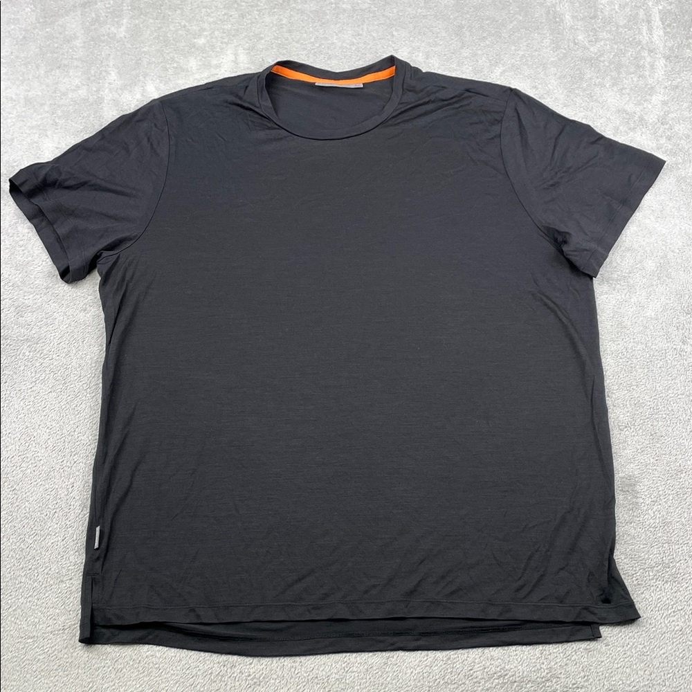 NEW Icebreaker XL Men's Merino Wool Black V Neck Men's SS Tee FLAW